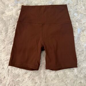 High-Waisted Brown Women's Biker Shorts